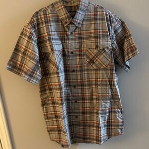 Ariat Men's Casual Plaid Shirt - Blue, Orange, and Gray